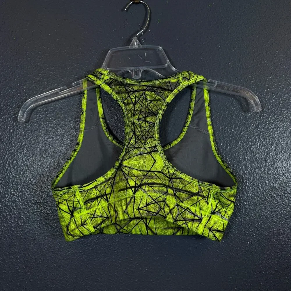 Nike Pro S women’s green Geometric abstract tank top bra activewear outdoor gym